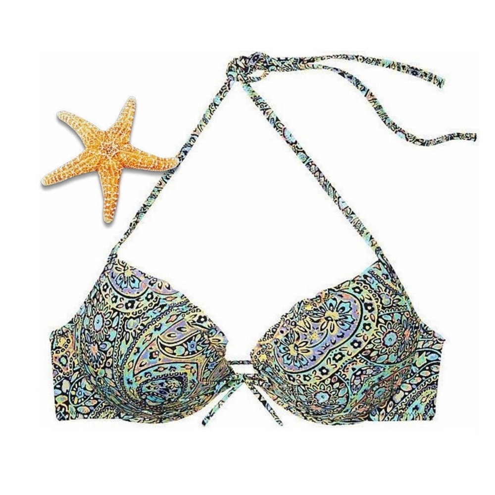 VICTORIA'S SECRET The Fabulous Push-up Bikini Top Mosaic Garden 34A